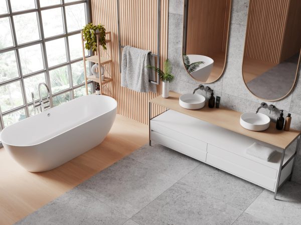 Ruime moderne badkamer met vrijstaand bad